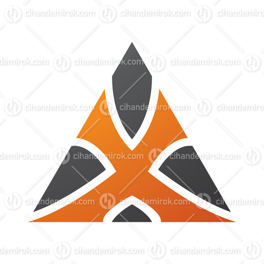 Orange and Black Triangle Shaped Letter X Icon