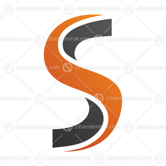 Orange and Black Twisted Shaped Letter S Icon