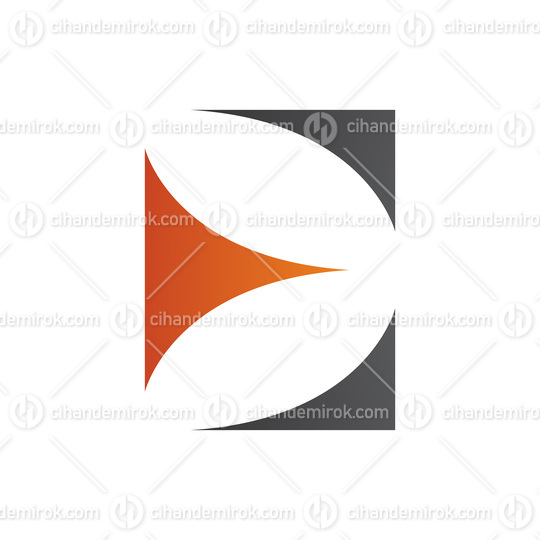 Orange and Black Uppercase Letter E Icon with Curvy Triangles