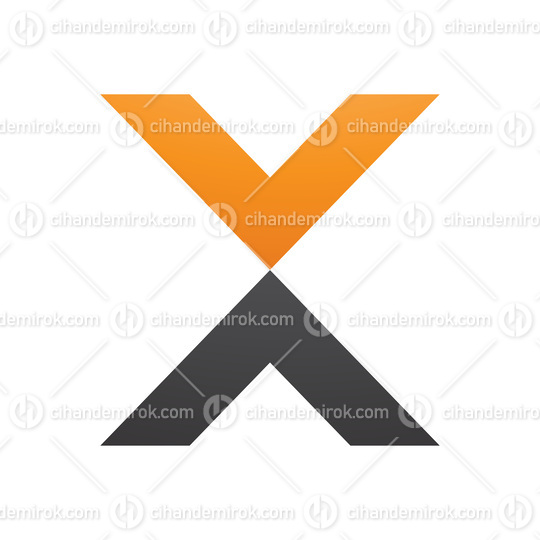 Orange and Black V Shaped Letter X Icon