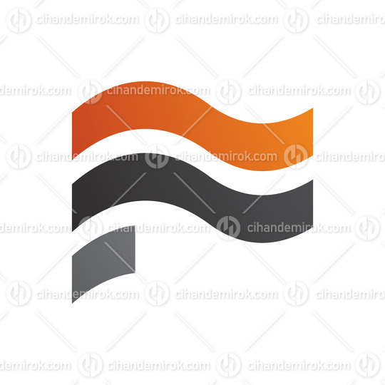 Orange and Black Wavy Flag Shaped Letter F Icon