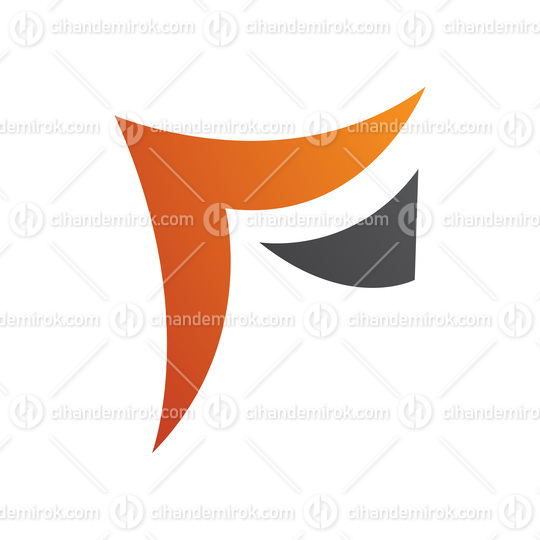 Orange and Black Wavy Paper Shaped Letter F Icon