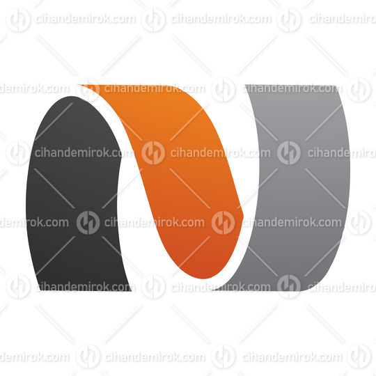 Orange and Black Wavy Shaped Letter N Icon