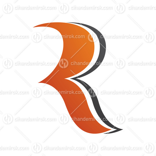 Orange and Black Wavy Shaped Letter R Icon