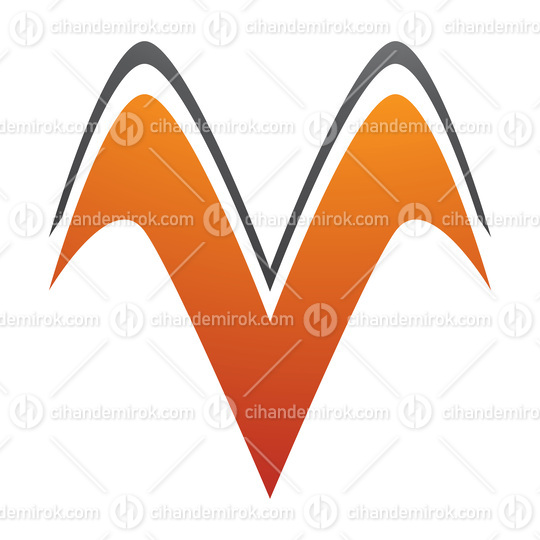 Orange and Black Wing Shaped Letter V Icon