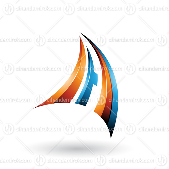 Orange and Blue 3d Dynamic Flying Letter A Vector Illustration
