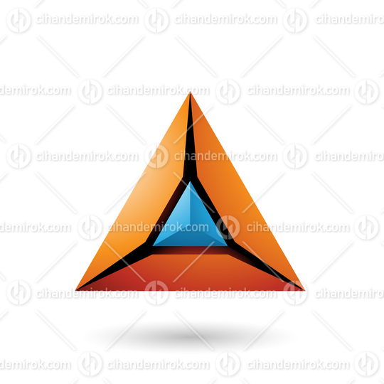 Orange and Blue 3d Pyramid Icon Vector Illustration