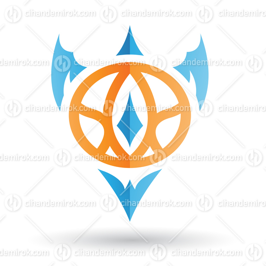 Orange and Blue Abstract Dragon Winged Round Icon