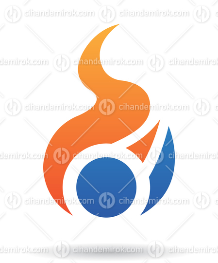 Orange and Blue Abstract Fire Like Logo Icon