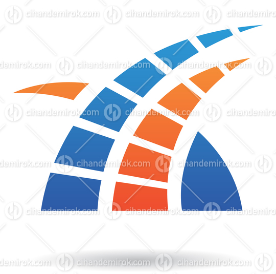 Orange and Blue Abstract Grass Like Logo Icon
