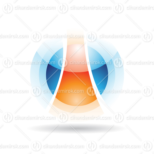 Orange and Blue Abstract Orbit Like Sphere Logo Icon