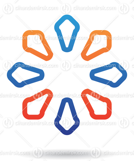 Orange and Blue Abstract Petal Shaped Logo Icon