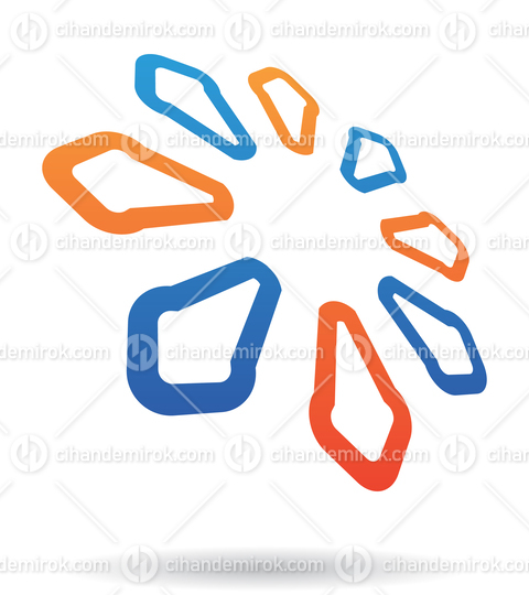 Orange and Blue Abstract Petal Shaped Logo Icon in Perspective