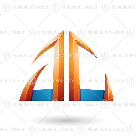 Orange and Blue Arrow Shaped A and C Letters Vector Illustration