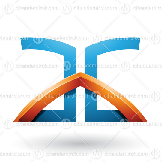 Orange and Blue Bridged Letters of A and G Vector Illustration