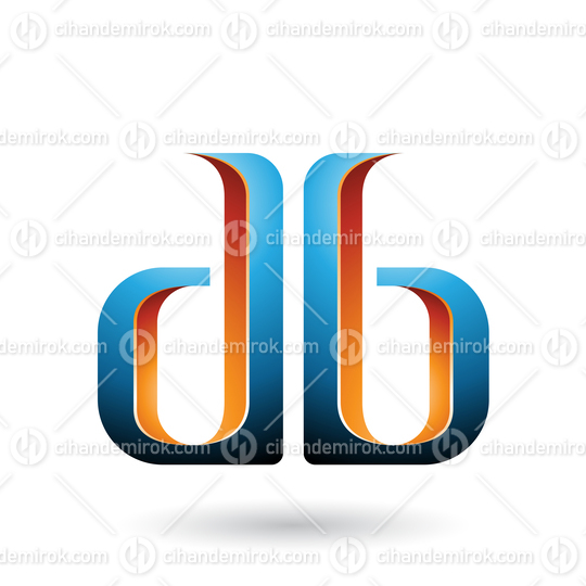 Orange and Blue Double Sided D and B Letters Vector Illustration
