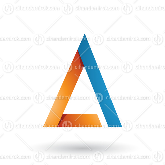 Orange and Blue Folded Triangle Letter A Vector Illustration