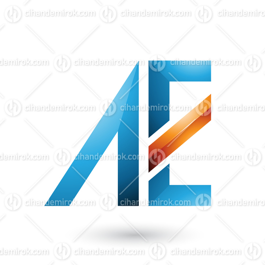 Orange and Blue Geometrical Dual Letters of A and E