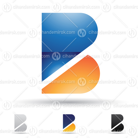 Orange and Blue Glossy Abstract Bold Split Logo Icon of Letter B