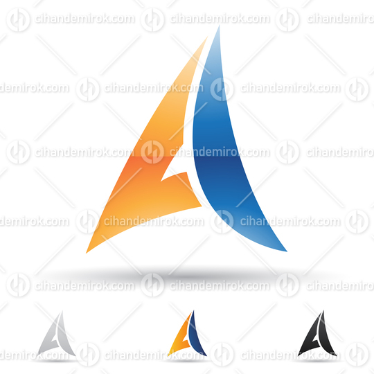 Orange and Blue Glossy Abstract Logo Icon of a Curvy Letter A