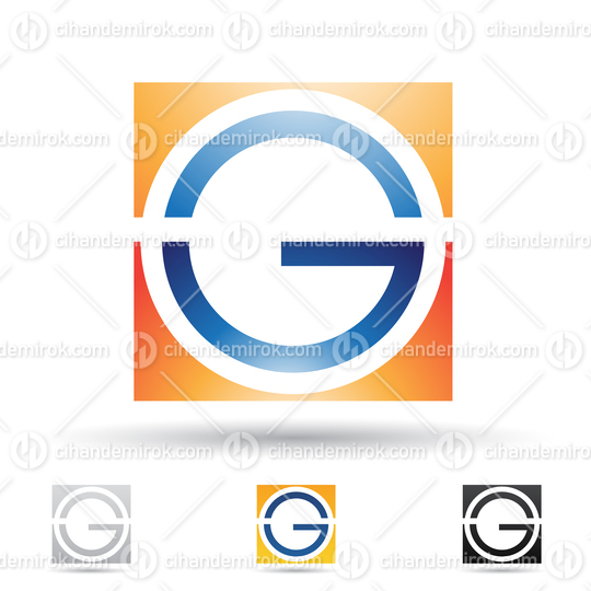 Orange and Blue Glossy Abstract Logo Icon of Round Square Letter G