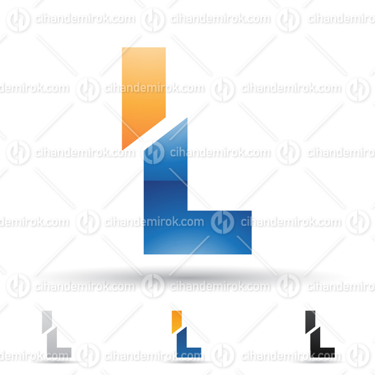 Orange and Blue Glossy Abstract Logo Icon of Split Shaped Letter L
