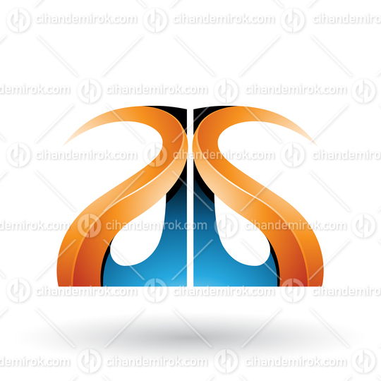 Orange and Blue Glossy Curvy Embossed Letters A and G