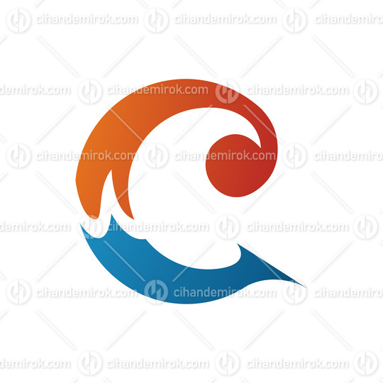 Orange and Blue Round Curly Letter C Icon