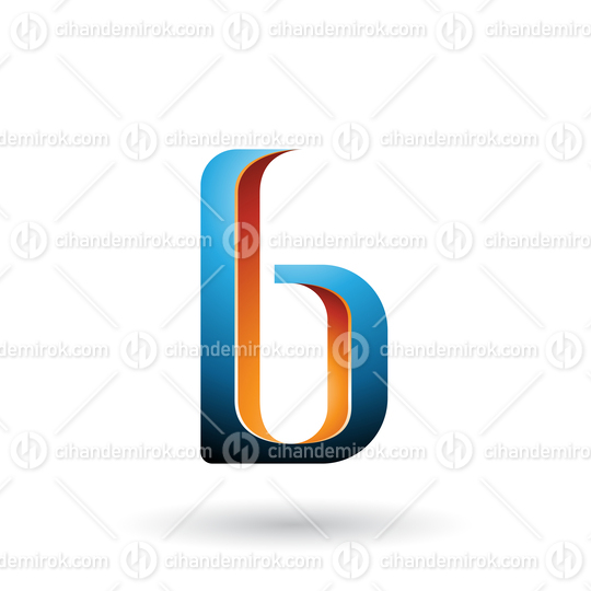 Orange and Blue Shaded Letter B Vector Illustration