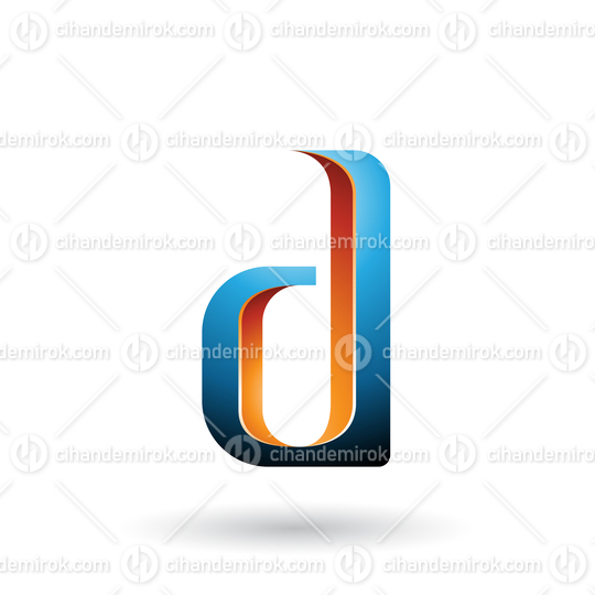 Orange and Blue Shaded Letter D Vector Illustration