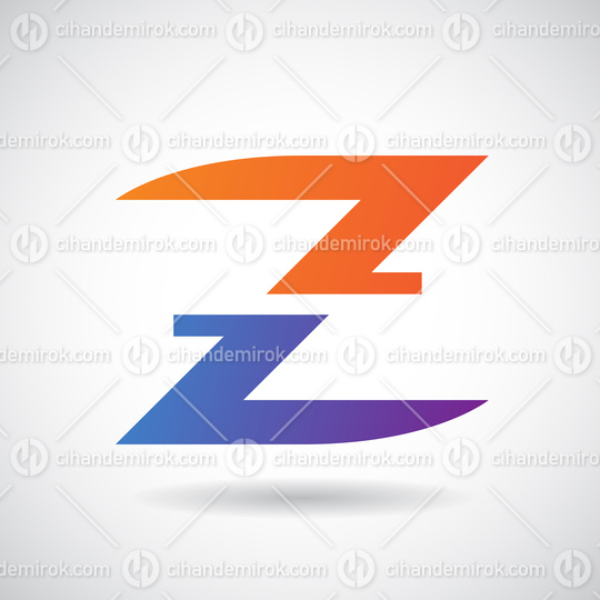 Orange and Blue Split Letter Z with a Shadow