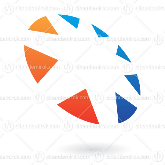 Orange and Blue Triangles Forming a Perspective Circle Abstract Logo Icon 