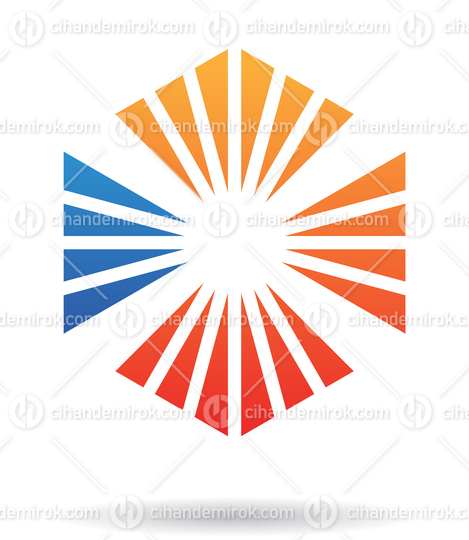Orange and Blue Triangular Shapes Forming a Hexagon Abstract Logo Icon