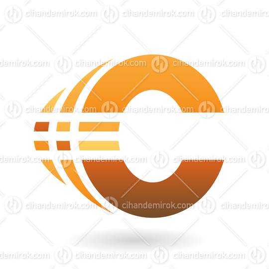 Orange and Brown Striped Letter C Icon with Motion Ghosting