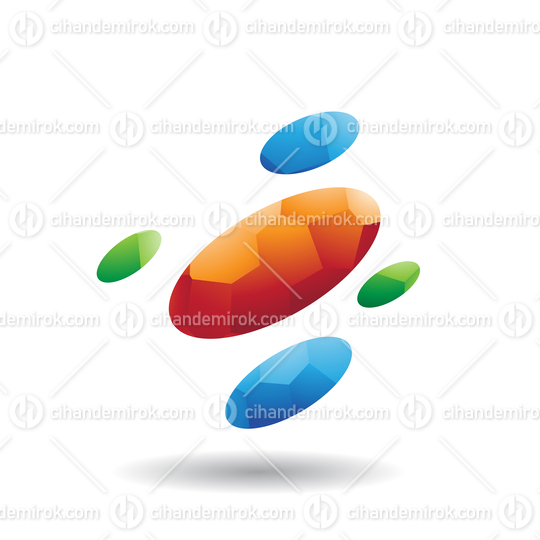 Orange and Colorful Oval Dots Icon with Mosaic Pattern
