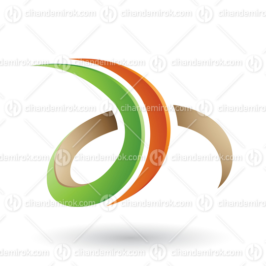 Orange and Green 3d Curly Letter D and H Vector Illustration