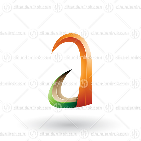 Orange and Green 3d Horn Like Letter A Vector Illustration