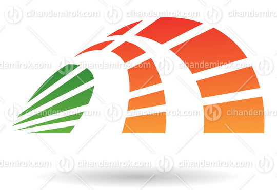 Orange and Green Abstract Crest Like Logo Icon