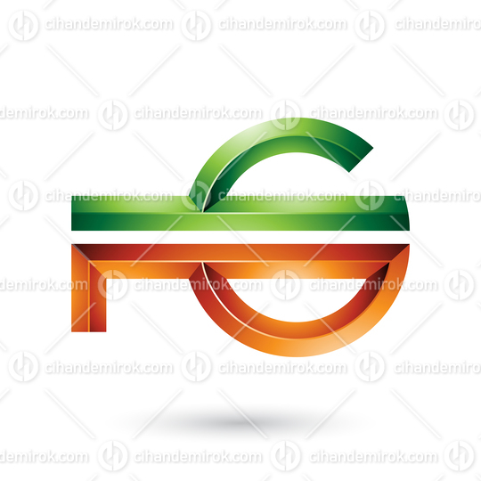 Orange and Green Abstract Key-like Symbol Vector Illustration