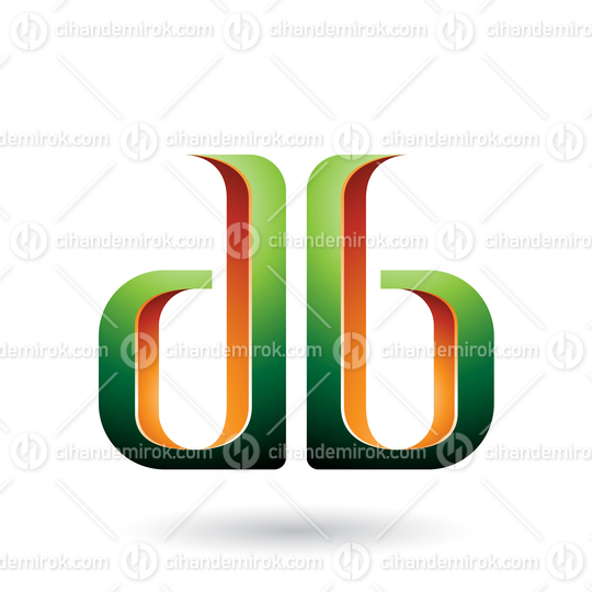 Orange and Green Double Sided D and B Letters Vector Illustration