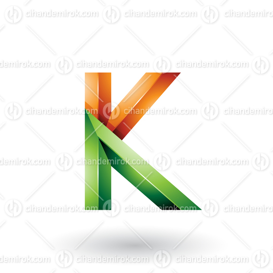 Orange and Green Glossy 3d Geometrical Letter K