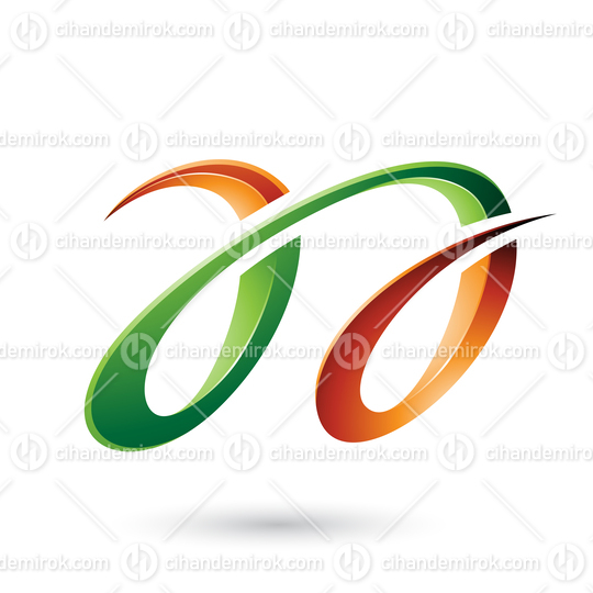 Orange and Green Glossy Dual Letters A Vector Illustration