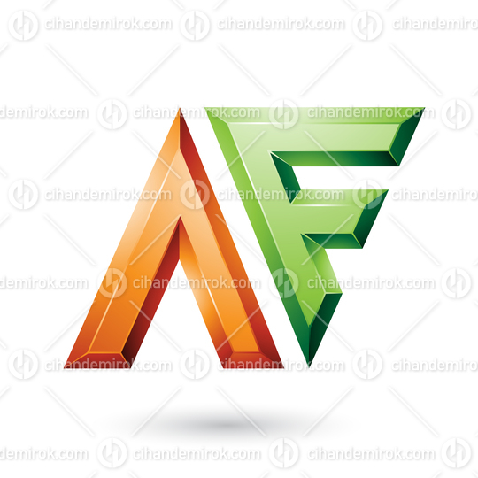 Orange and Green Glossy Dual Letters of Letters A and F