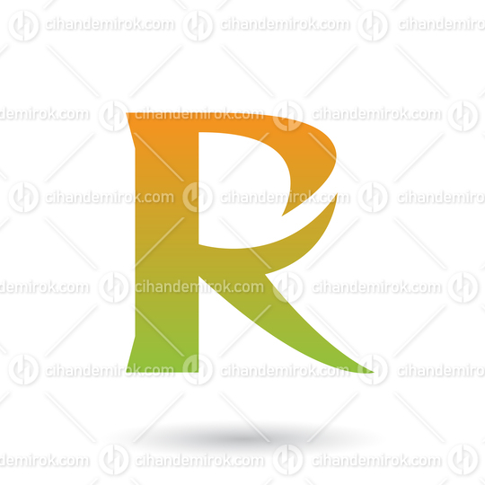 Orange and Green Gradient R with a Spiky Tail Vector Illustration