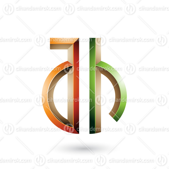 Orange and Green Key-like Symbol of Letters A and H