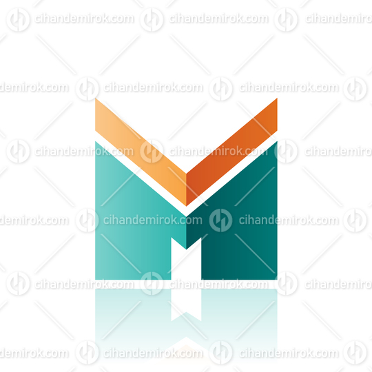 Orange and Green Letter M with a Thick Stripe and Reflection