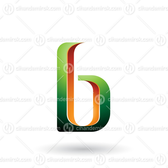Orange and Green Shaded Letter B Vector Illustration
