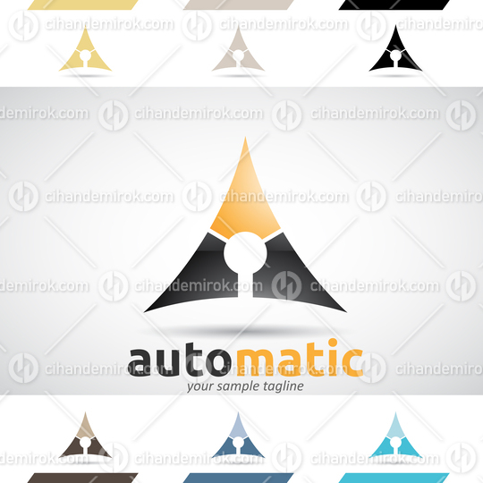 Orange and Grey Abstract Spiky Triangular Logo Icon of Letter A