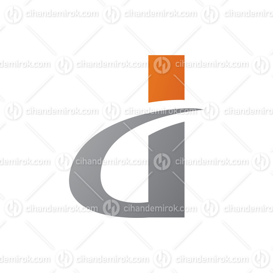 Orange and Grey Curvy Pointed Letter D Icon
