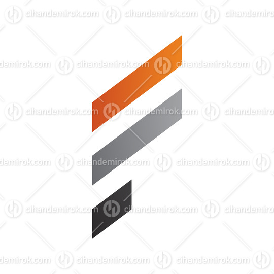 Orange and Grey Letter F Icon with Diagonal Stripes